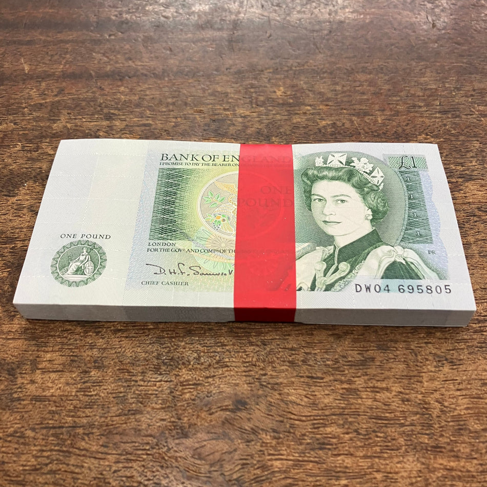 Bank of England (B341) Somerset, £1 bundle of 100 notes, DW04 695805/904, UNC