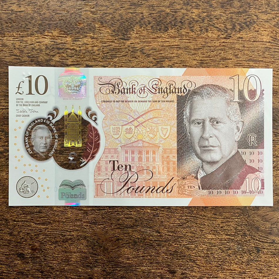 Bank of England (B420) John, £10, King Charles III, first million & low serial number, HB01 001250, UNC