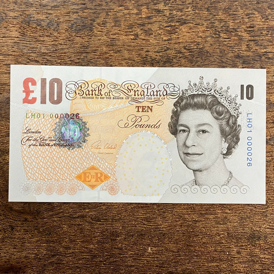 Bank of England (B411) Cleland, £10, first million & low serial, LH01 000026, UNC