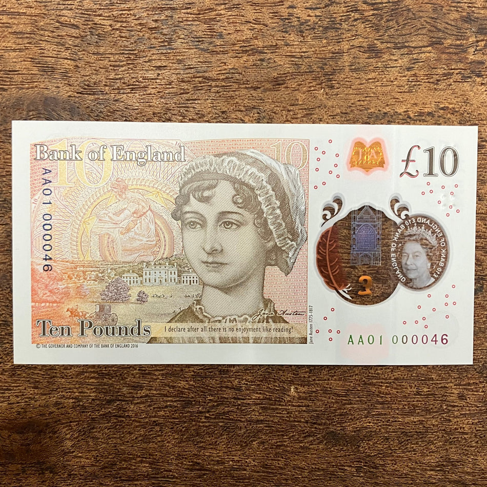 Bank of England (B415) Cleland, £10, first million & low serial, AA01 000046, UNC