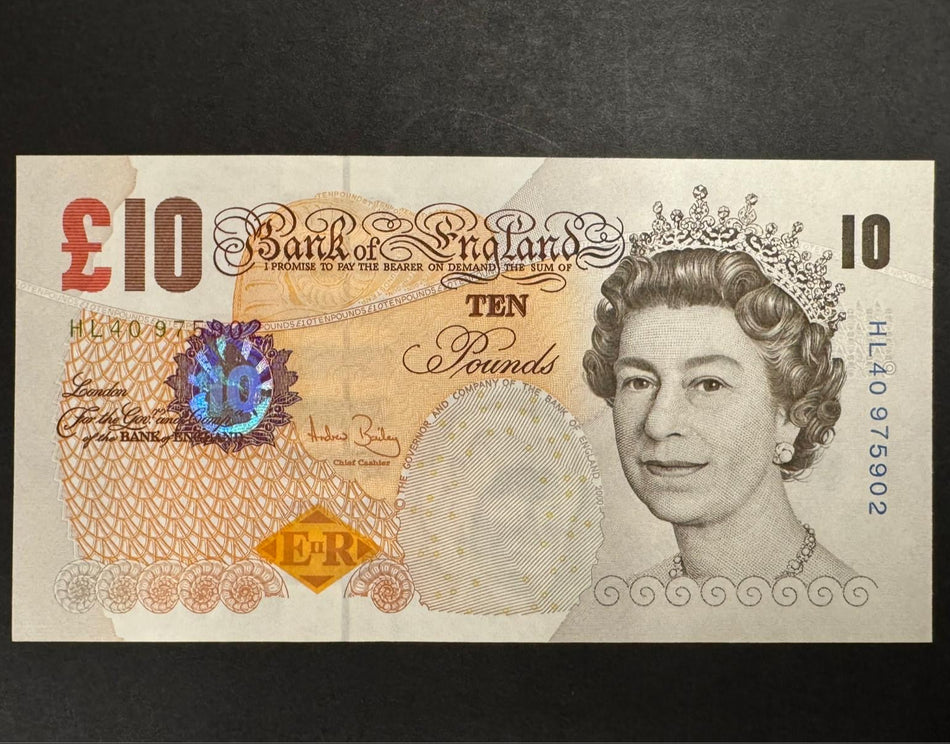 Bank of England (B400cs) Bailey, £10, column sort, last million, HL40 975902, UNC