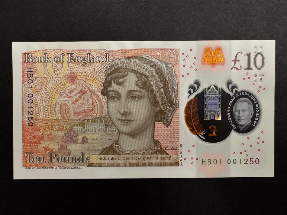 Bank of England (B420) John, £10, HB01 001250, first million, Charles III, UNC