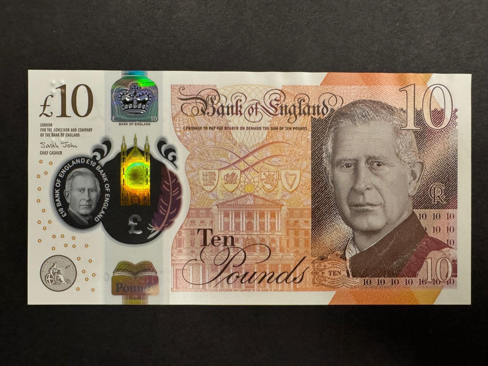 Bank of England (B420) John, £10, HB01 001250, first million, Charles III, UNC
