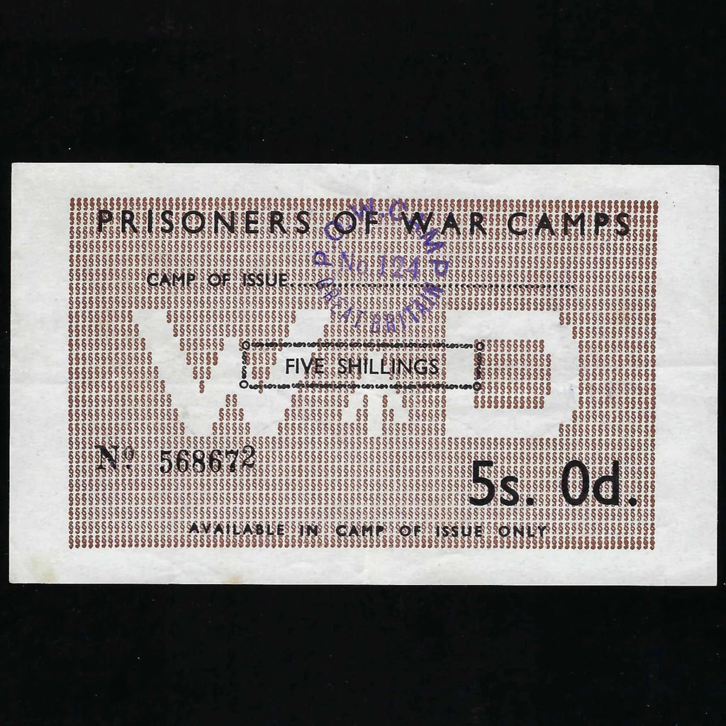 POW Camps in UK for Axis, 5 Shillings, Wapley Camp, Campbell 5020 (dated to 11.11.1945) EF