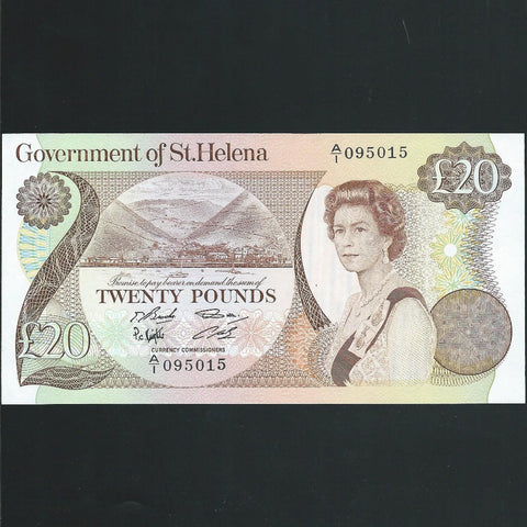 St. Helena (P10a) £20, 1986, QEII, count crease, otherwise UNC