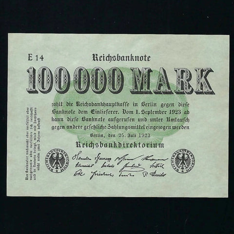 Germany (P.91a) 100,000 Mark, 1923, Good EF