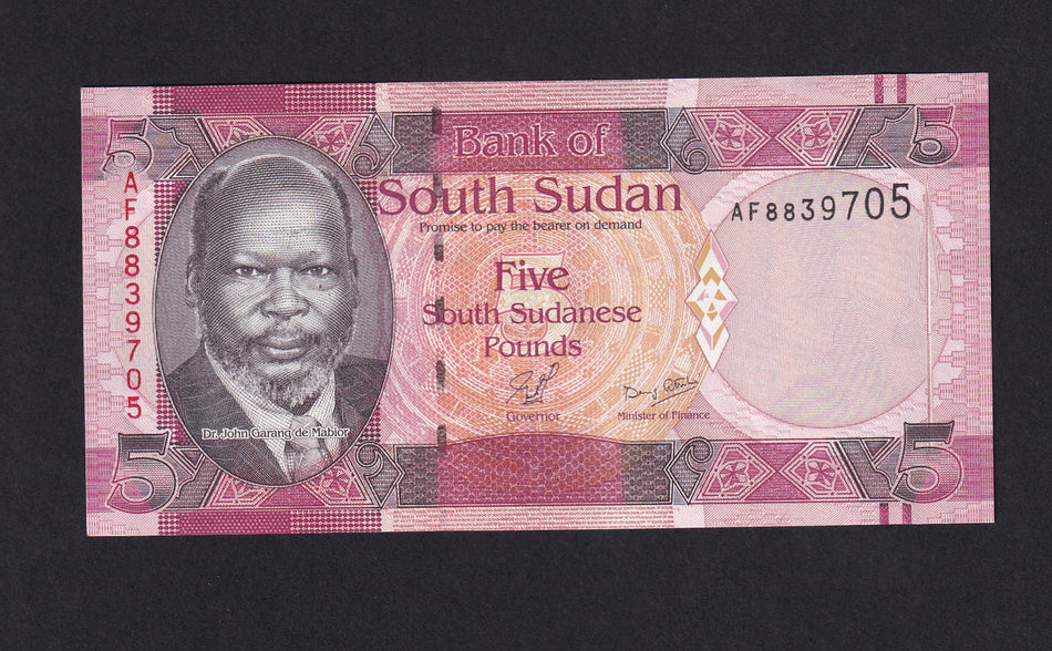 South Sudan (P.6) 5 Sudanese Pounds, 2011, UNC