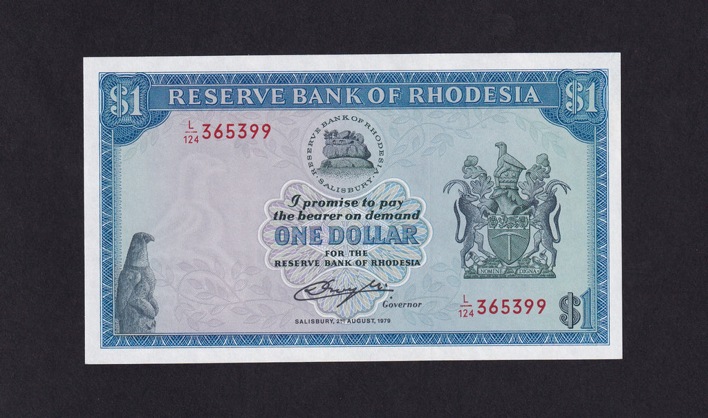 Rhodesia (P38)$1, 2nd August 1979, UNC