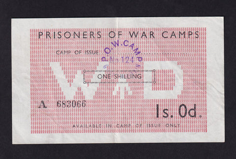 POW CAMPS IN UK FOR AXIS 1/- 1945 CAMP 124 WAPLEY, YATE, BRISTOL A683066 CAMPBELL 5017b EF