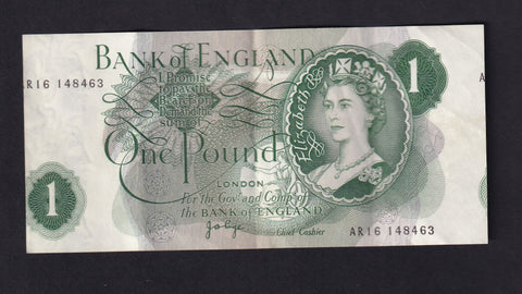 Bank of England (B322) Page, £1 error, miscut, AR16, showing part of next note, two folds, otherwise GDVF