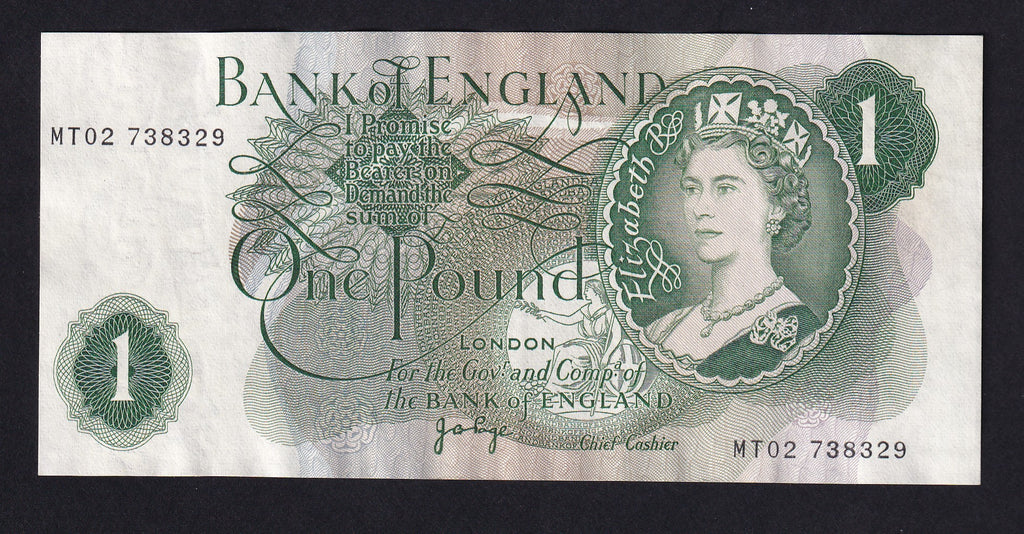 Bank of England (B323) Page, £1 error, miscut, MT02, EF