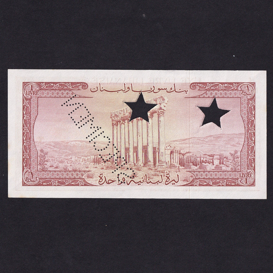 Lebanon (P55) 1 Livre specimen, 1952, slight rust, otherwise UNC