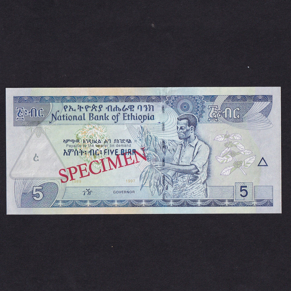 Ethiopia (P47s) 5 Birr specimen, 1989, UNC