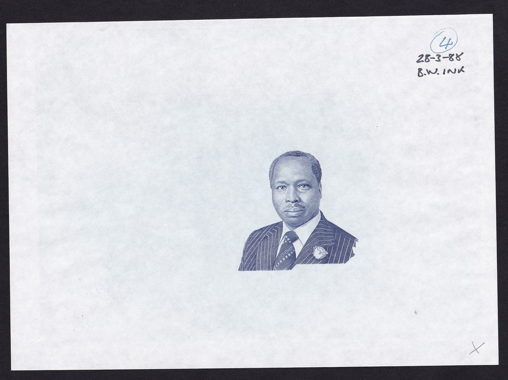 Kenya, proof vignette, President Moi, 1988, UNC