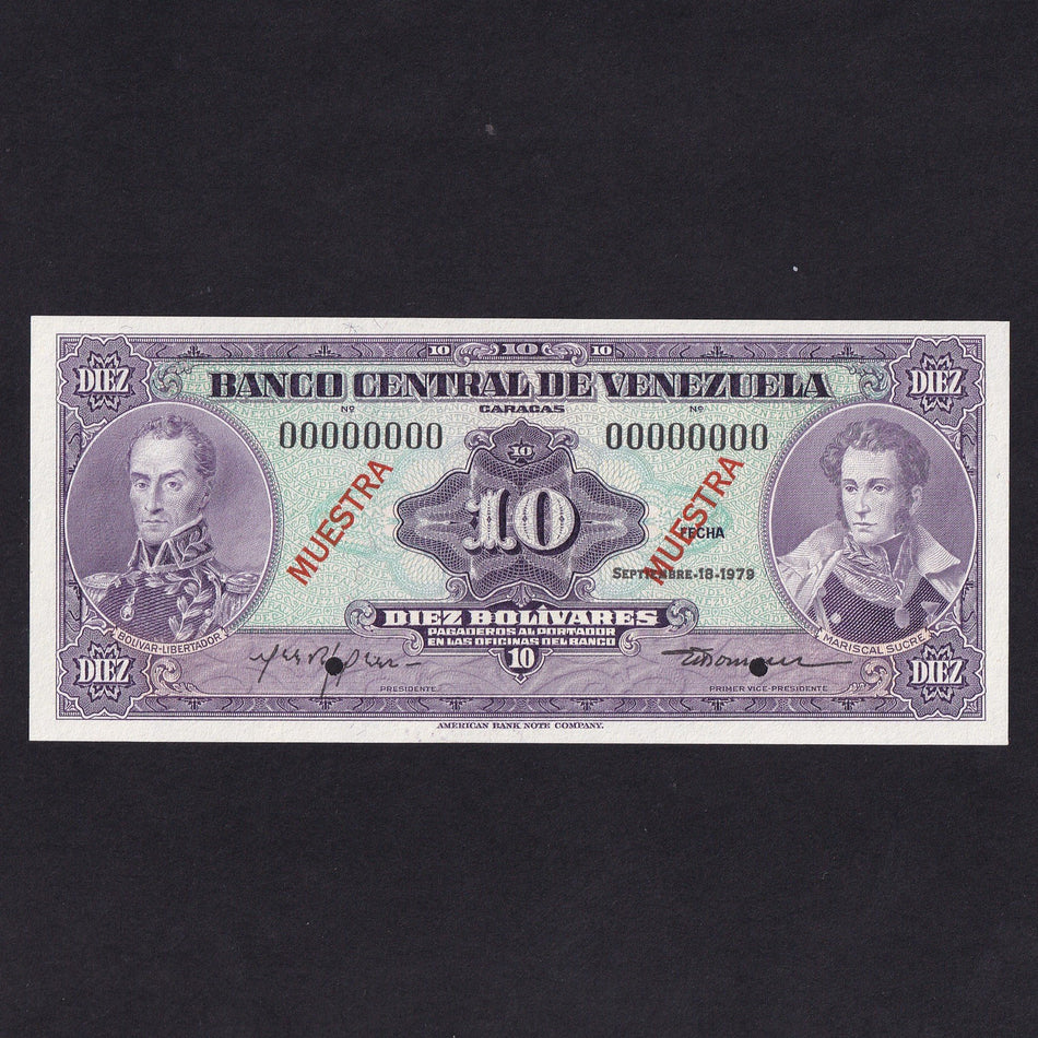Venezuela (P51s4) 10 Bolivianos specimen, 18th September 1979, UNC