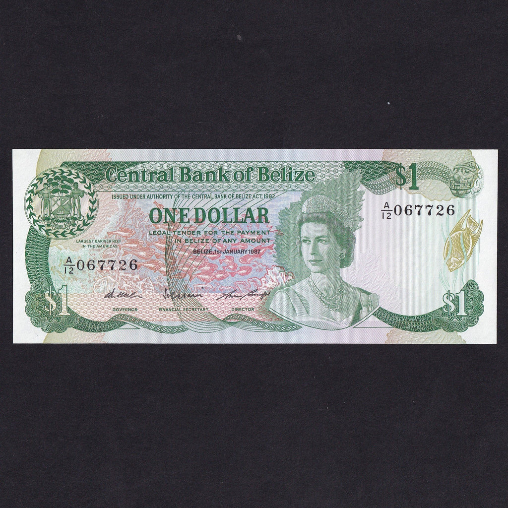 Belize (P46c) $1, 1987, Central Bank of Belize, UNC