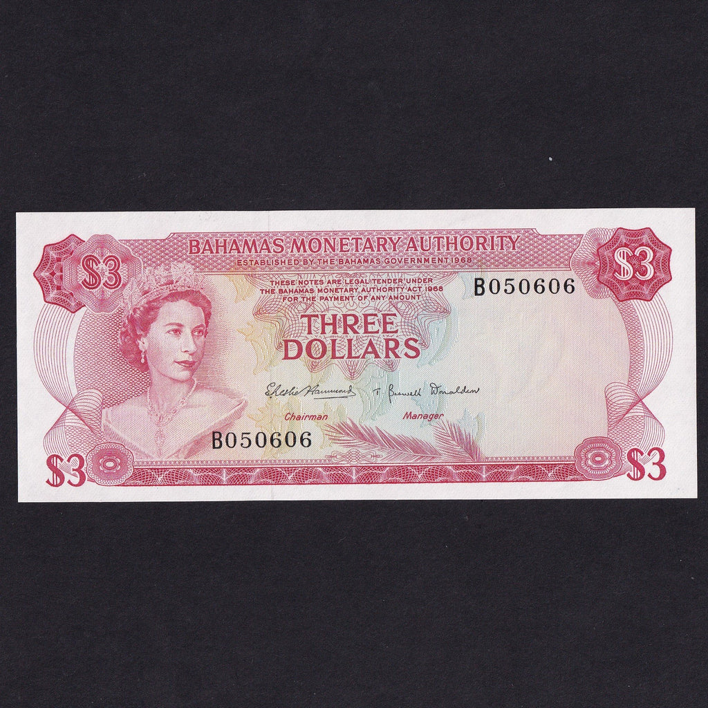 Bahamas (P28a) $3, QEII, Bahamas Monetary Authority, UNC