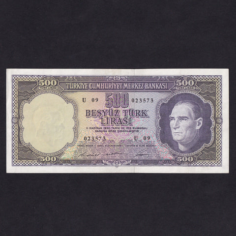 Turkey (P183) 500 Lira, purple, U09 023573, A/UNC