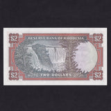 Rhodesia (P35a) $2, 1st March 1976, watermark Rhodes, UNC
