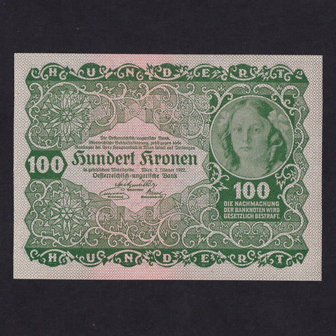 Austria (P.77) 100 Kronen, 1922, Good VF