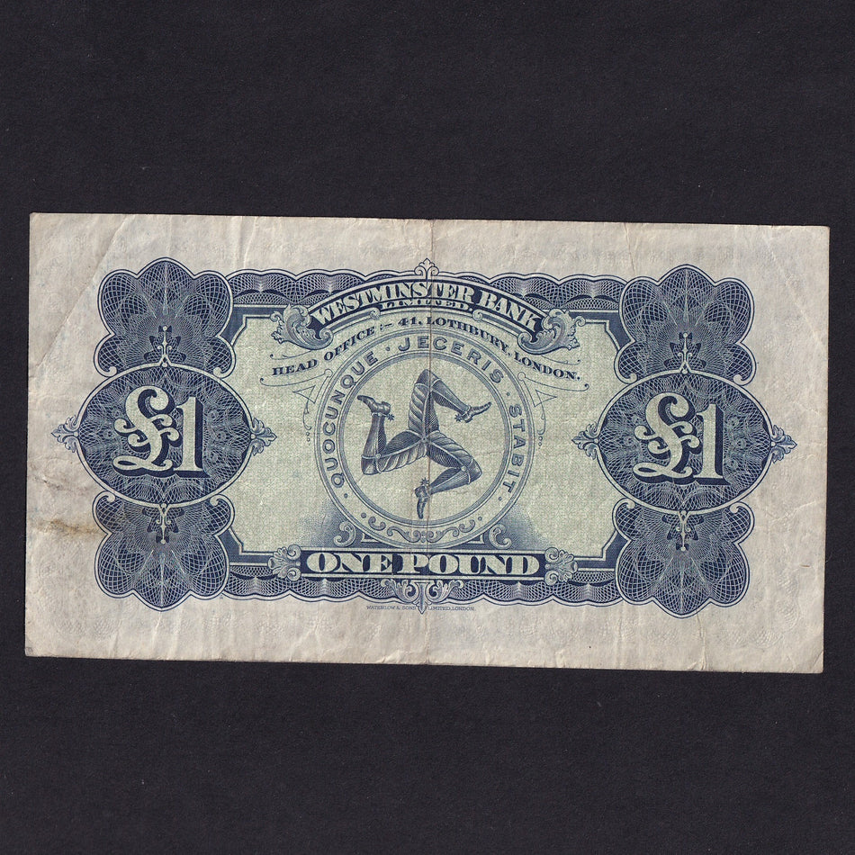 Isle of Man (P23Ab) £1, 13th March 1960, Westminster Bank Limited, no.236987, M313, ink marks, Fine