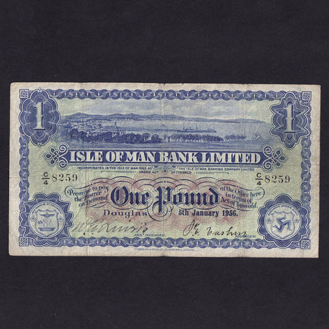 Isle of Man (P.6d) Isle of Man Bank Limited, £1, 5th January 1956, Quirk, Cashin, M282, C/4 8259, Fine