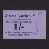 Isle of Man, Peveril Internment Camp, 1 Shilling Canteen Voucher, M435, Good EF