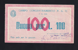 Italy, Campo Concentramento, 100 Lire, P. G. 91, Campbell 6160, very rare, WWII, 8mm tear, otherwise EF