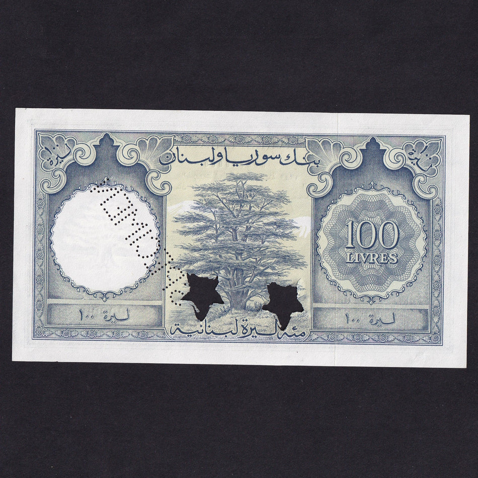 Lebanon (P60s2) 100 Livres specimen, 1952, first date, UNC