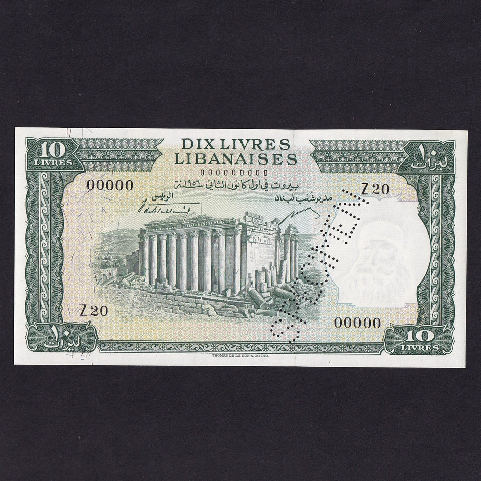 Lebanon (P57s) 10 Livres specimen, 1956, UNC