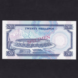 Kenya (P25c) 20 Shillings specimen, 1st July 1990, F/85 000000, specimen in red, UNC