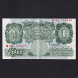 Bank of England (B273) O'Brien, £1, serial B72L, centre fold, otherwise Good EF