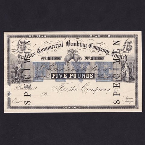 Provincial - Halifax Commercial Banking Company Limited, £5 specimen, 198x, B1000, Bridgehouse, Outing 891g, ex-Sir David Kirch Collection, stuck on paper, scuff marks, otherwise EF