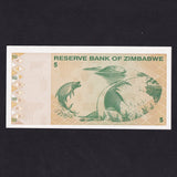 Zimbabwe (P93) $5 (5 Trillion old), 2009, last series replaced trillions, UNC