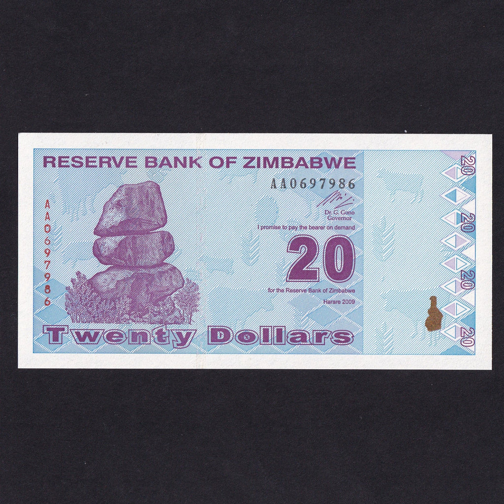 Zimbabwe (P95) $20 (20 Trillion old), 2009, last series replaced trillions, UNC