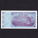Zimbabwe (P95) $20 (20 Trillion old), 2009, last series replaced trillions, UNC