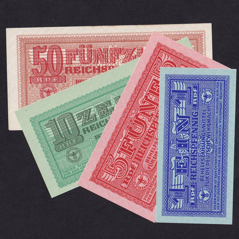 Germany (PM32-53) 1, 5, 10 & 50 Reichspfennig, ND (1942), A/UNC