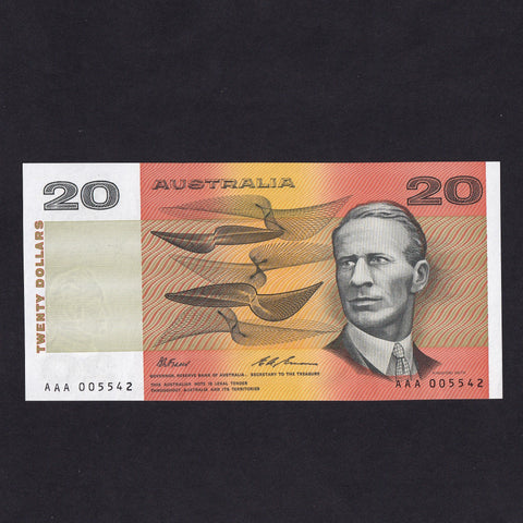 Australia (P46i) $20, Fraser/ Evans signatures, first series, low serial, AAA 005542, UNC