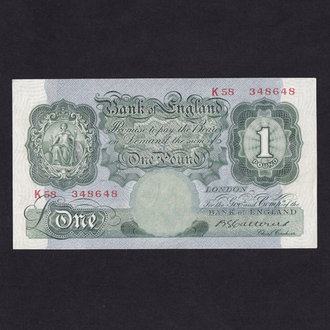 Bank of England (B225) Catterns, £1, K58, handstamp reverse, Good EF