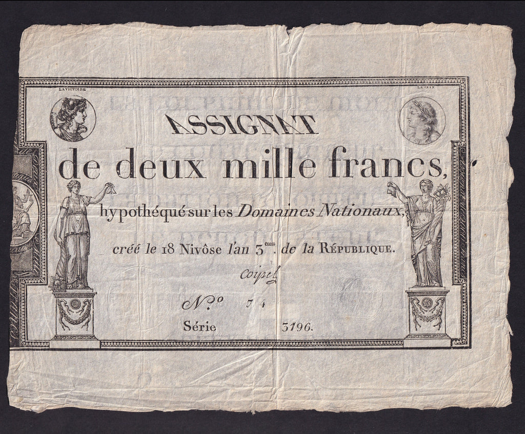 France (Assignats, PA81) 2000 Francs, 1795, no.74, Good VF