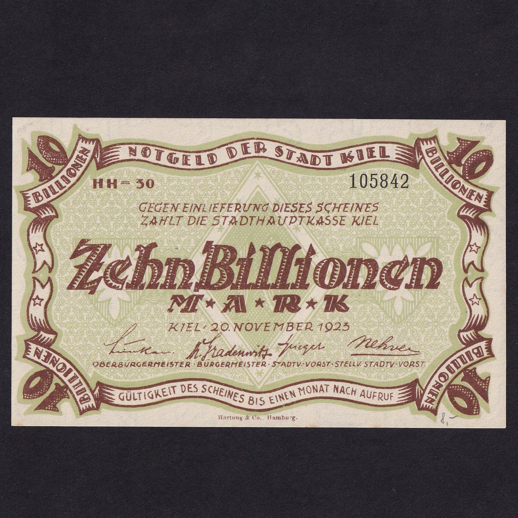 Germany, Kiel, 10 Billion Mark, 1923, Good EF