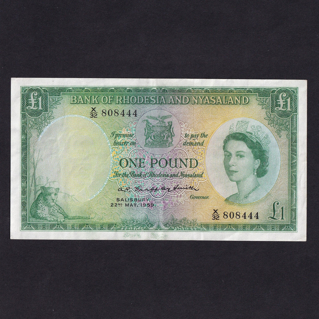 Rhodesia & Nyasaland (P21a) £1, 22nd May 1959, QEII, Gaffery-Smith, print smudge, otherwise EF