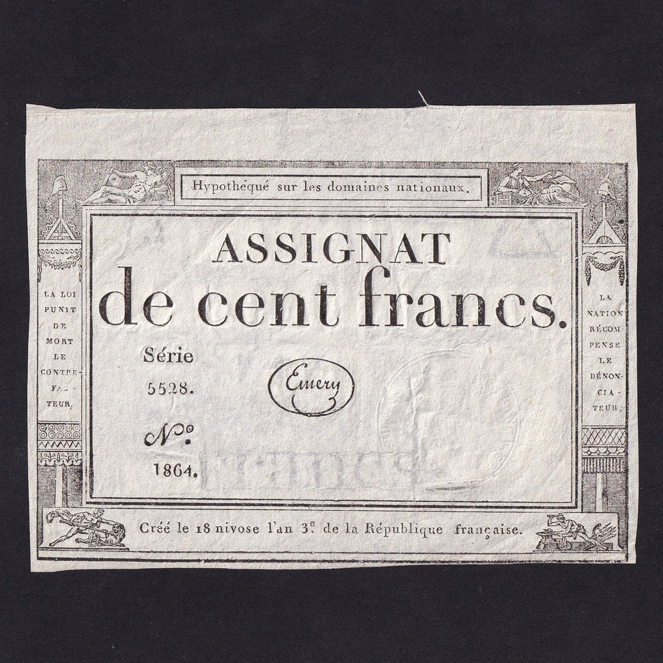 France (Assignats, PA78) 100 Francs, 1795, Series 5528, Emery, Good EF
