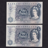 Bank of England (B314p) Fforde/ Page, £5 pair in sequence, 05D 275142 & 05D 275141, A/UNC