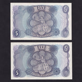 Bank of England (B314p) Fforde/ Page, £5 pair in sequence, 05D 275142 & 05D 275141, A/UNC