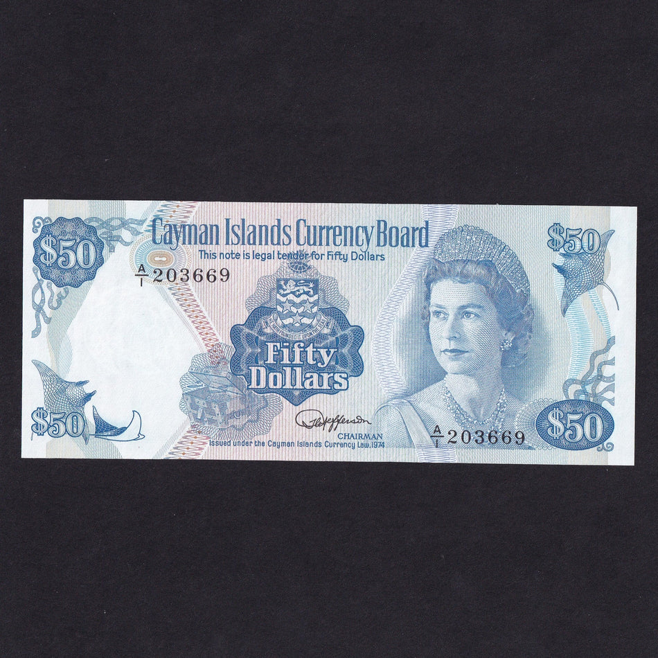 Cayman Islands (P10a) $50, L.1974 (1987), QEII, A/1 203665, UNC