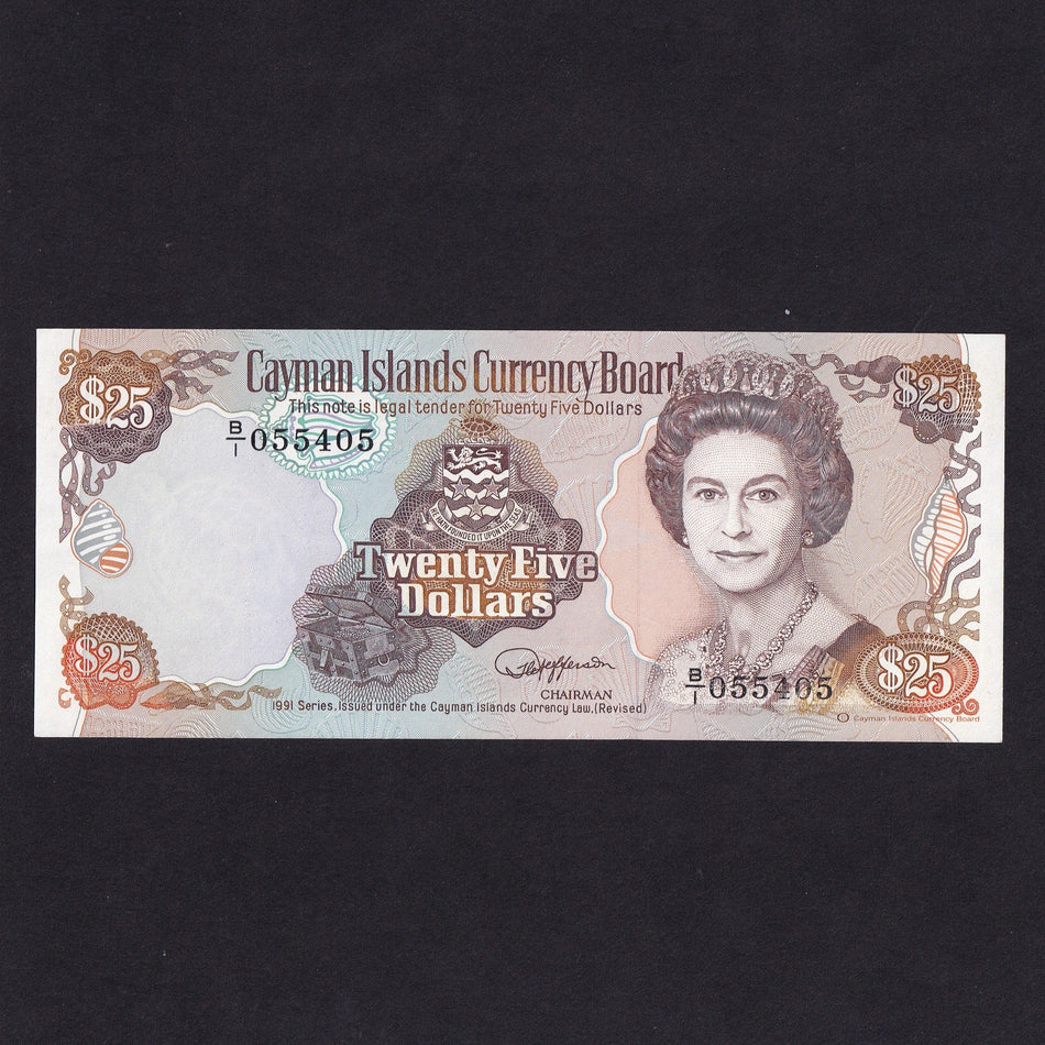 Cayman Islands (P14) $25, 1991, QEII, Chairman, B/1, UNC