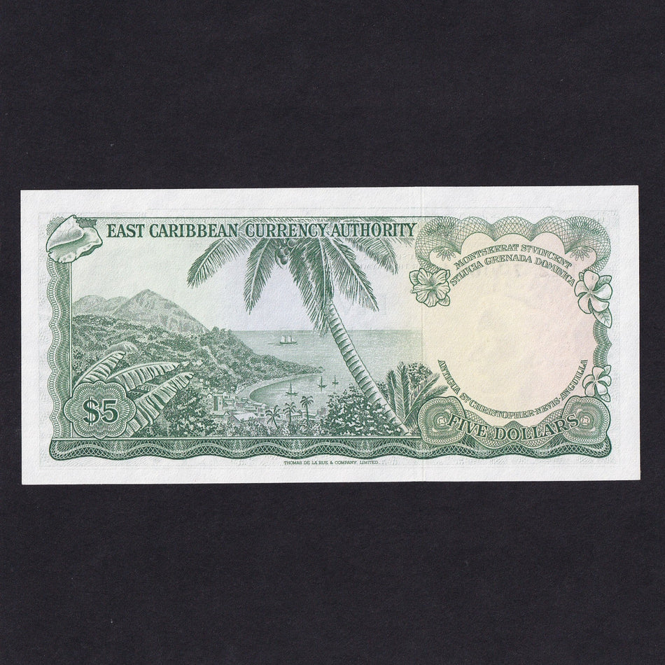 East Caribbean (P14i) $5, QEII, variety 3, code letter A, UNC