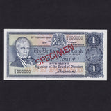 Scotland (P169) British Linen Bank, £1 specimen, 29th February 1968, U/4 000000, PMOS BL75S, UNC