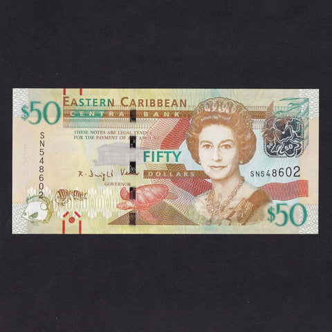 East Caribbean (P54b) $50, 2015, wide segmented thread, UNC